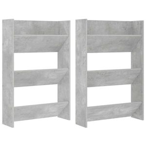 vidaXL Armoires &agrave; chaussures murales 2 pcs Gris b&eacute;ton 60x18x90 cm