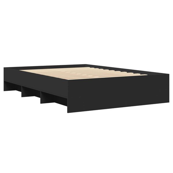 vidaXL Cadre de lit sans matelas noir 140x200 cm bois d'ingénierie