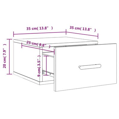 vidaXL Table de chevet murale noir 35x35x20 cm