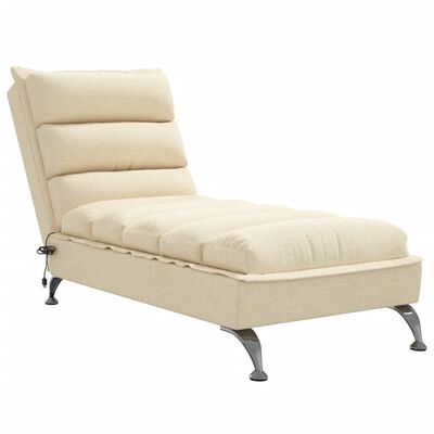 vidaXL Chaise longue de massage avec coussins crème tissu