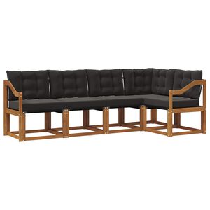 vidaXL Ensemble de canap&eacute;s d'ext&eacute;rieur 5 pc Naturel et Noir