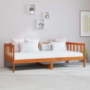 vidaXL Lit d'appoint avec matelas Brun cir&eacute; et blanc 90 x 200 cm