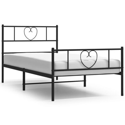 vidaXL Cadre de lit métal sans matelas avec pied de lit noir 90x190 cm