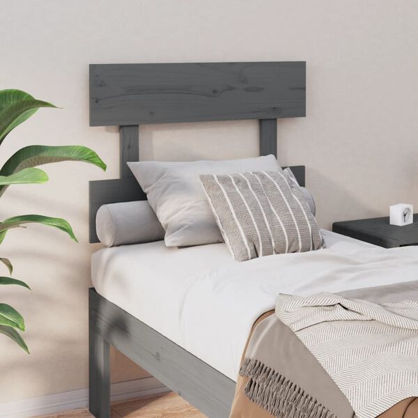 vidaXL T&ecirc;te de lit Gris 93,5x3x81 cm Bois massif de pin