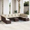 vidaXL Ensemble de canap&eacute; de jardin 10 pcs Marron et Cr&egrave;me Polyrotin