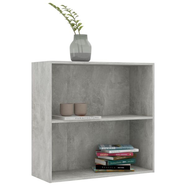 vidaXL Biblioth&egrave;que &agrave; 2 niveaux gris b&eacute;ton bois d'ing&eacute;nierie