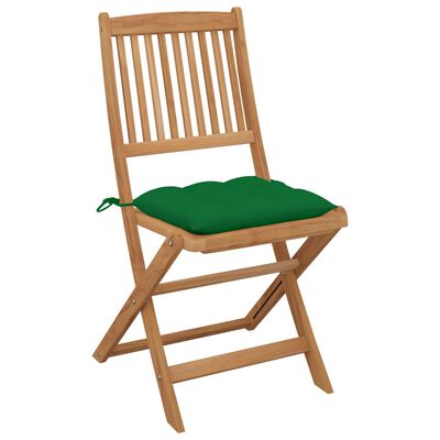 vidaXL Chaises pliables de jardin 2 pcs avec coussins Bois d'acacia