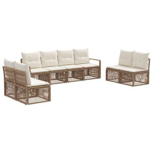 vidaXL Ensemble de canap&eacute; de jardin 8 pc Beige polyrotin