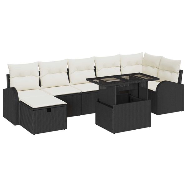vidaXL Ensemble de canap&eacute; de jardin avec coussin 8 pcs Noir Poly rotin