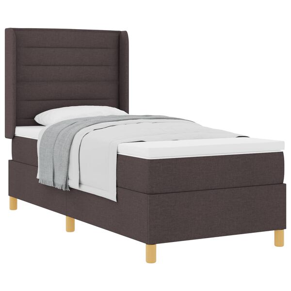 vidaXL Lit &agrave; ressorts avec matelas Marron fonc&eacute; 90 x 200 cm tissu