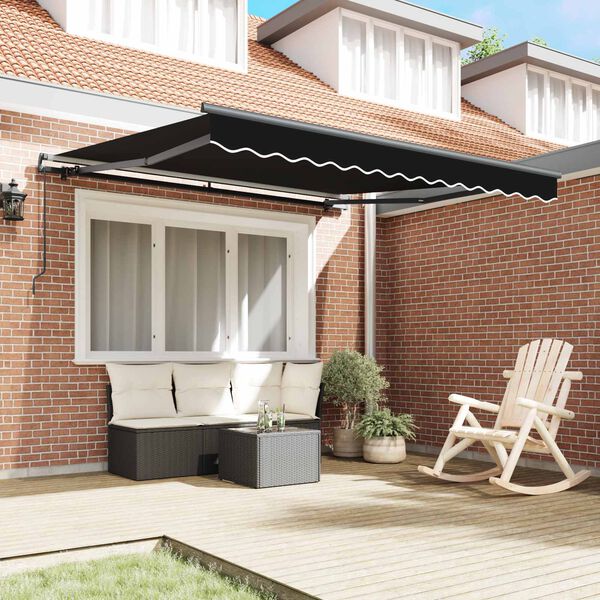 vidaXL Auvent R&eacute;tractable Noir 300 x 250 cm Polyester et Acier