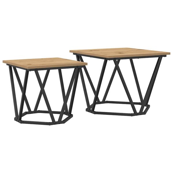 vidaXL Ensemble de tables d'appoint 2 pcs Ch&ecirc;ne artisanal