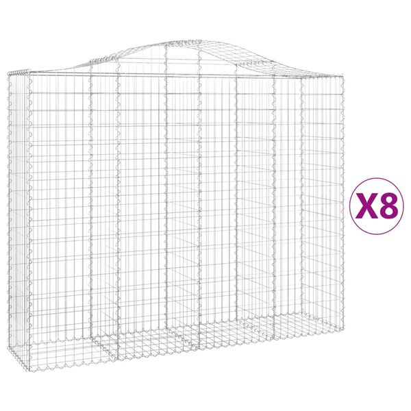 vidaXL Paniers &agrave; gabions arqu&eacute;s 8 pcs 200x50x160/180 cm Fer galvanis&eacute;