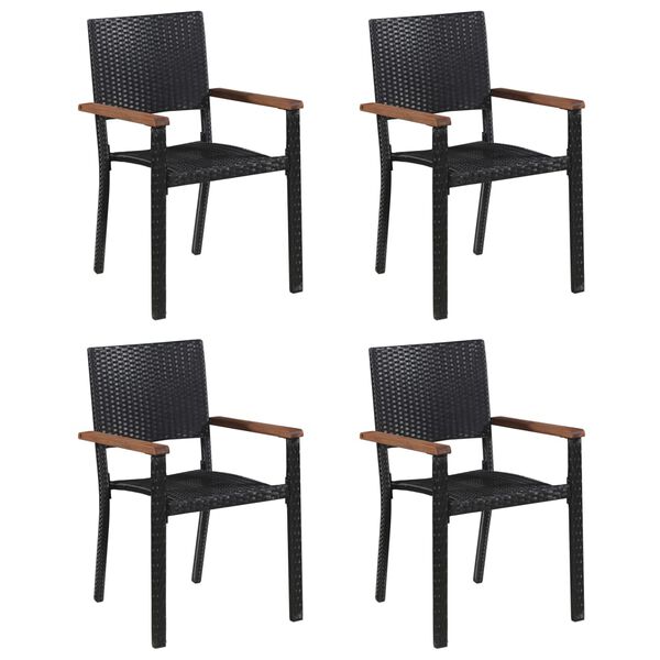 vidaXL Ensemble &agrave; manger de jardin 5 pcs R&eacute;sine tress&eacute;e Noir