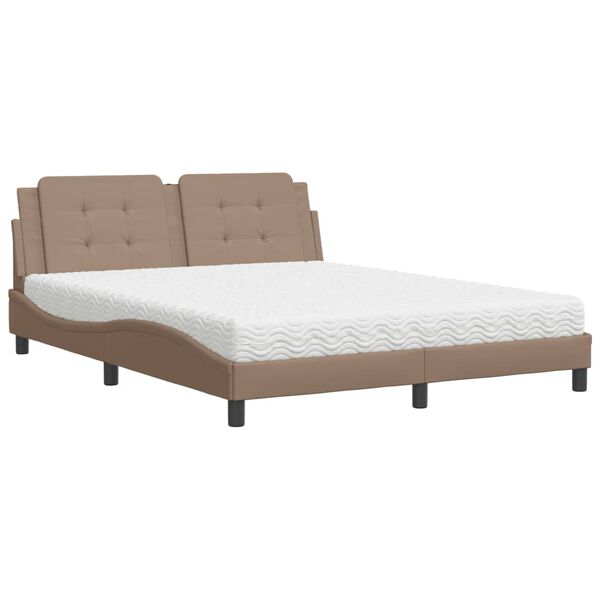 vidaXL Lit avec matelas Zadar cappuccino 160x200 cm similicuir