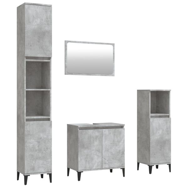 vidaXL Ensemble de meubles de salle de bain 4 pcs gris b&eacute;ton