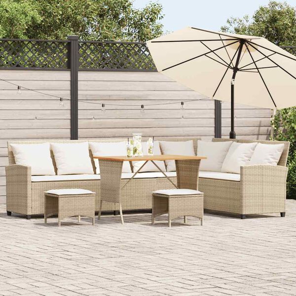 vidaXL Salon de jardin avec coussins forme de L 4 pcs beige polyrotin