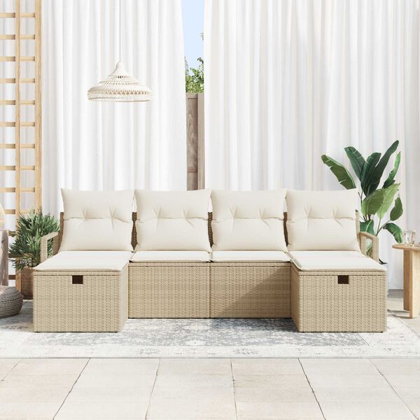 vidaXL Ensemble de canap&eacute; de jardin 6 pcs Beige Poly rotin