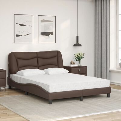 vidaXL Lit avec matelas marron 140x200 cm similicuir