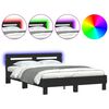 vidaXL Cadre de lit avec LED sans matelas noir 140x190 cm