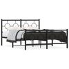 vidaXL Cadre de lit m&eacute;tal sans matelas avec pied de lit noir 135x190cm