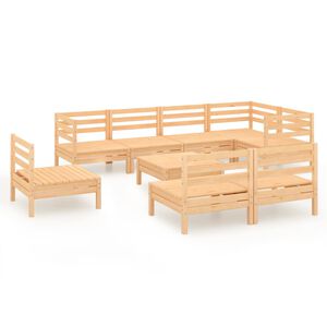 vidaXL Salon de jardin 9 pcs Bois de pin massif
