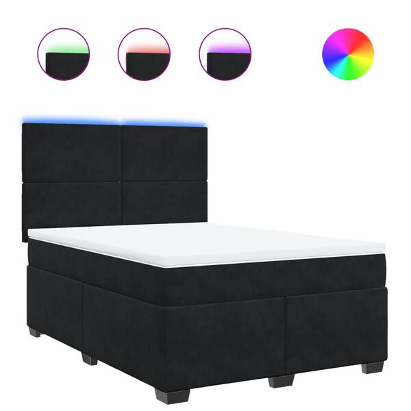 vidaXL Sommier &agrave; lattes de lit avec matelas Noir 140x200 cm Velours