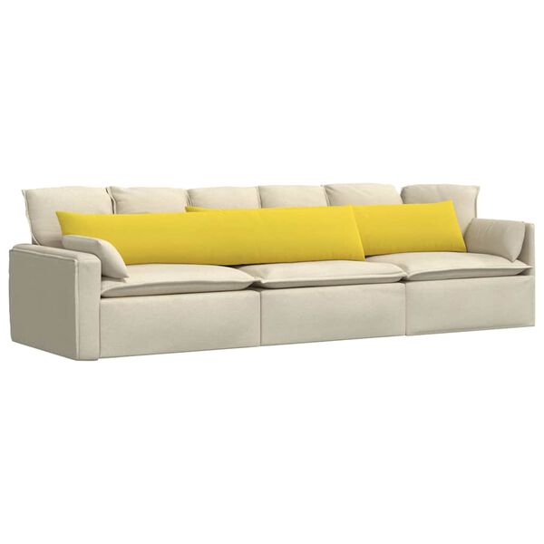 vidaXL Coussins de canap&eacute; 2 pcs Jaune clair 200 x 40 cm tissu