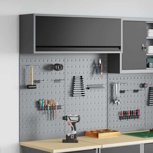 vidaXL Set de Cabinet d'Outils et Pegboard avec étagère 3 pcs Noir