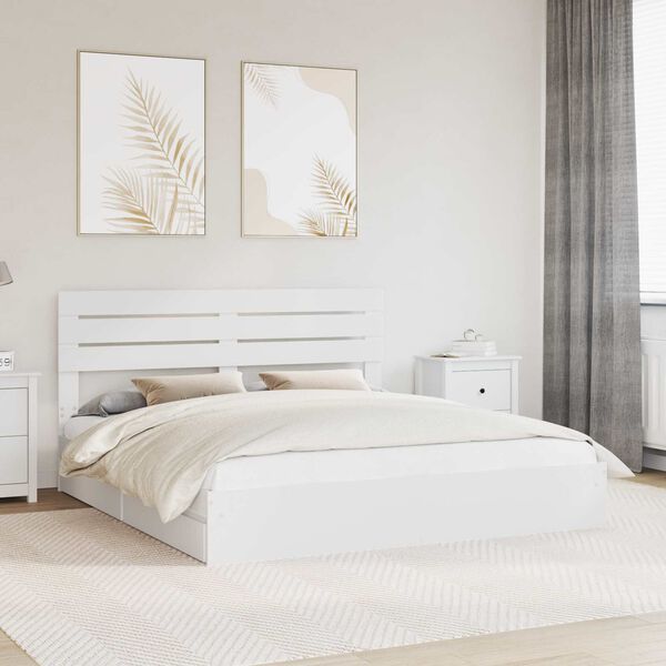 vidaXL Lit de Rangement Blanc 180 x 200 cm Bois d'ing&eacute;nierie
