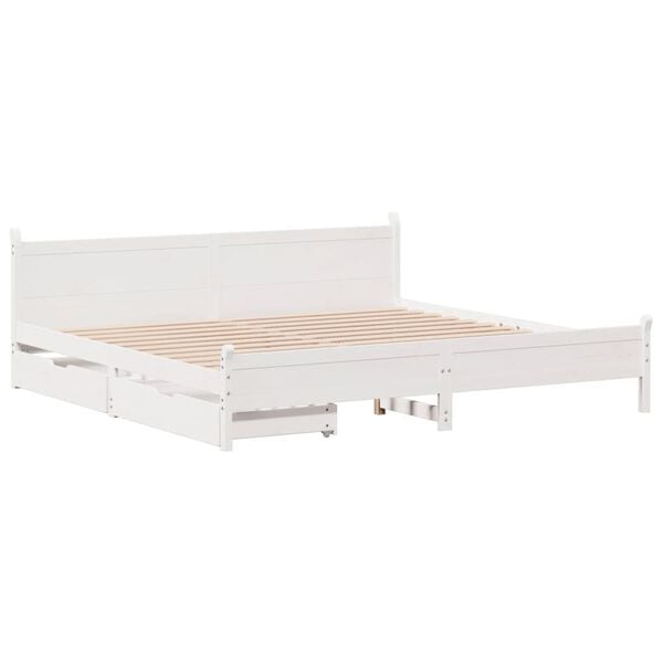 vidaXL Cadre de lit sans matelas blanc 200x200 cm bois massif de pin