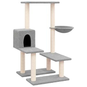 vidaXL Arbre &agrave; chat avec griffoirs en sisal Gris clair 94,5 cm