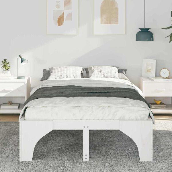 vidaXL Cadre de lit Blanc 140 x 190 cm Pin massif