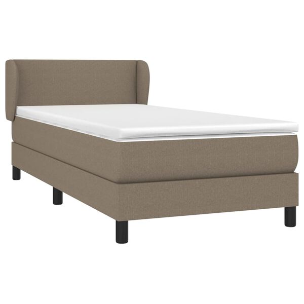 vidaXL Sommier &agrave; lattes de lit avec matelas Taupe 90x190 cm Tissu