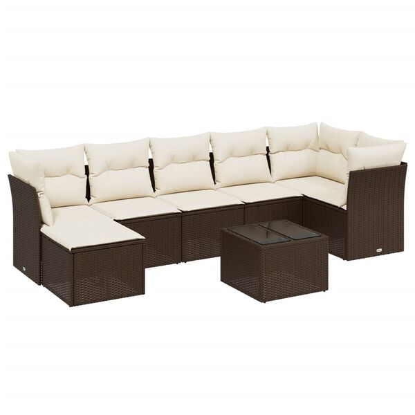 vidaXL Salon de jardin avec coussins 7 pcs marron r&eacute;sine tress&eacute;e