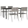 vidaXL Ensemble &agrave; manger de jardin 5pcs gris/noir r&eacute;sine tress&eacute;e/acier
