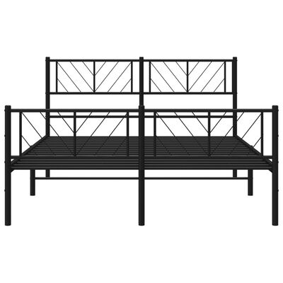 vidaXL Cadre de lit métal sans matelas avec pied de lit noir 135x190cm