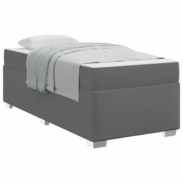 vidaXL Cadre de lit avec matelas Gris foncé 90 x 190 cm tissu