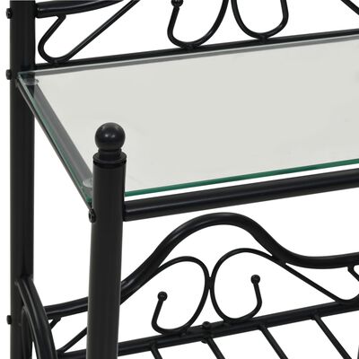 vidaXL Table de chevet Acier et verre trempé 45 x 30,5 x 60 cm Noir