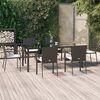 vidaXL Ensemble &agrave; manger de jardin coussins 7pcs Noir R&eacute;sine tress&eacute;e