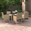 vidaXL Ensemble &agrave; Manger de jardin 7pcs R&eacute;sine tress&eacute;e et verre tremp&eacute;