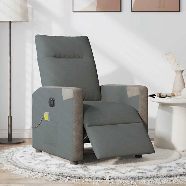 vidaXL Fauteuil inclinable de massage &eacute;lectrique gris fonc&eacute; tissu