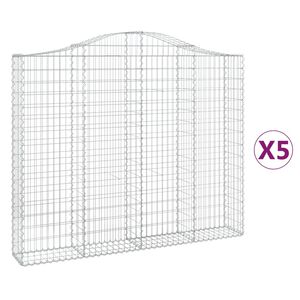 vidaXL Paniers &agrave; gabions arqu&eacute;s 5 pcs 200x30x160/180 cm Fer galvanis&eacute;