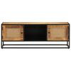 vidaXL Meuble TV 110x30x40 cm bois massif de manguier brut et fer