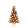 vidaXL Sapin de No&euml;l avec 150 LED avec support Dor&eacute; 120 cm PET