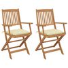 vidaXL Chaises pliables de jardin lot de 2 avec coussins Bois d'acacia