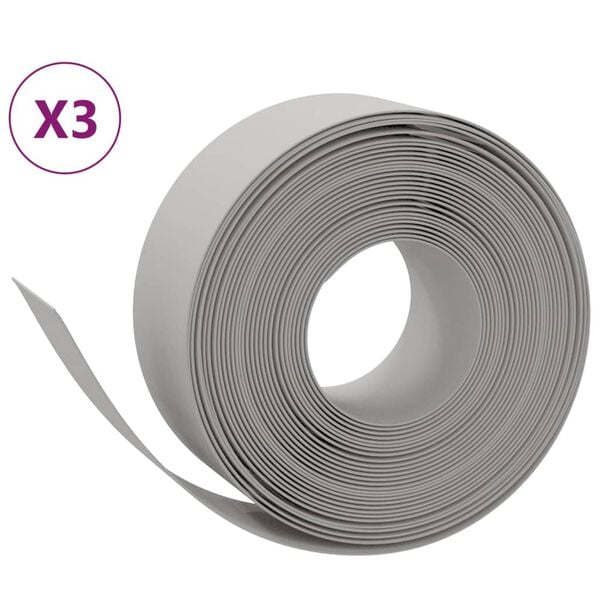 vidaXL Bordures de jardin 3 pcs gris 10 m 20 cm polyéthylène