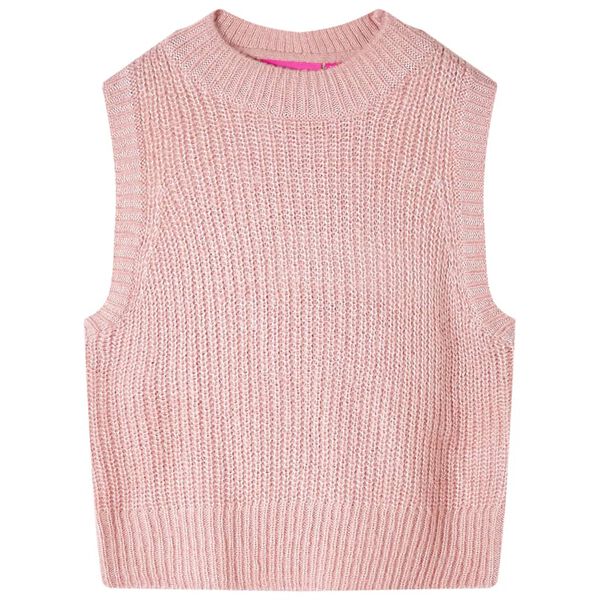 Gilet pull-over tricot&eacute; pour enfants rose clair 128