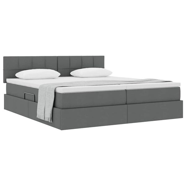 vidaXL Lit de Rangement Gris fonc&eacute; 200 x 200 cm Cuir synth&eacute;tique
