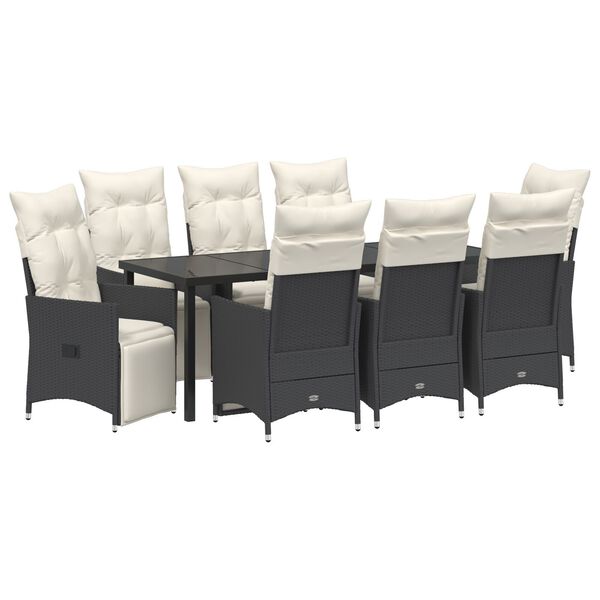 vidaXL Ensemble de salle &agrave; manger pour jardin 9 pcs Noir Poly rotin